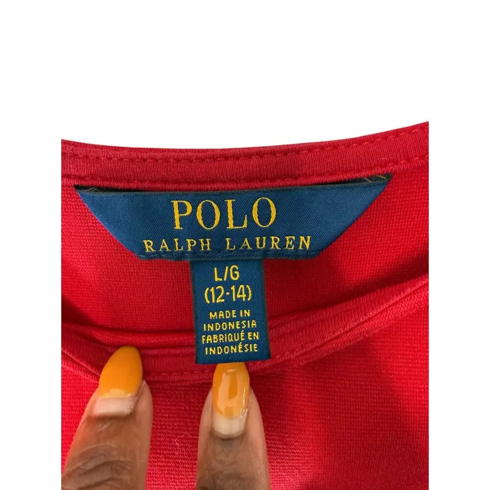 Polo Ralph Lauren Girl's‎ Dress Black Red Holiday Christmas Long Sleeve Large